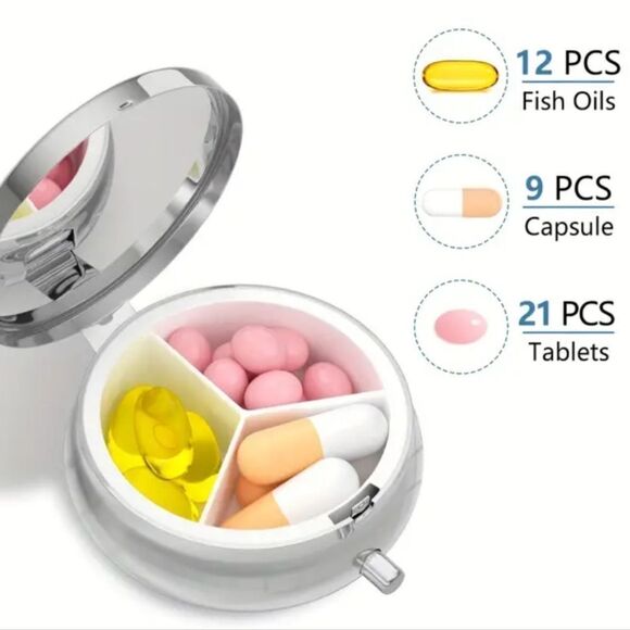 Fairy Angel NEW Pill Box Medicine Mini Tin Case Mirrored Travel Purse Size Blue - Picture 5 of 9